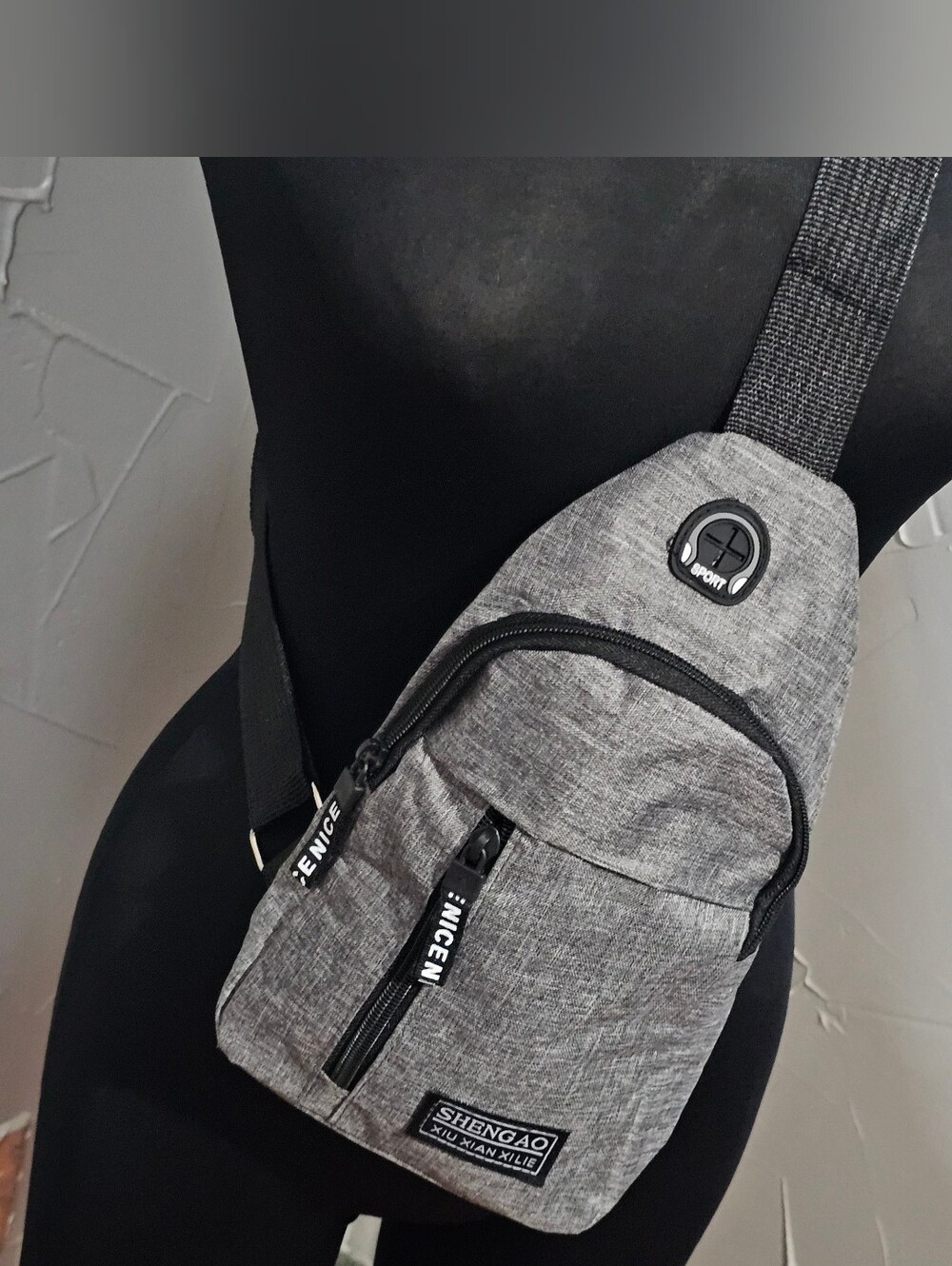 Gray Crossbody Small Sling Bag for Men